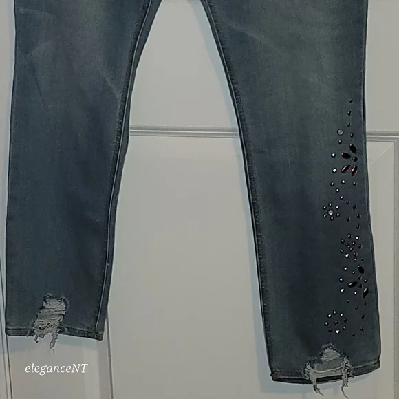 Express Light Blue wash Stretch Ankle legging Super High rise Jeans Sz: 18 L NWT - Picture 7 of 11